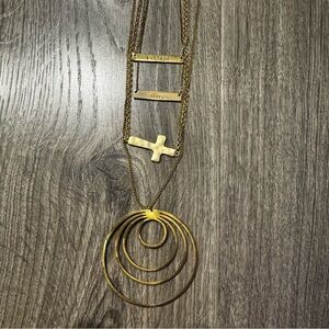 Gold Layered Necklace Set cross alive courage set of 4